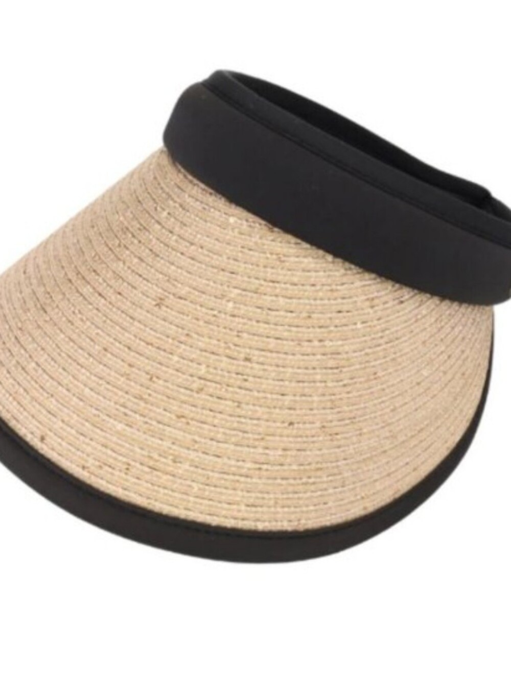 C.C Straw Visor in Natural Straw with Black Trim